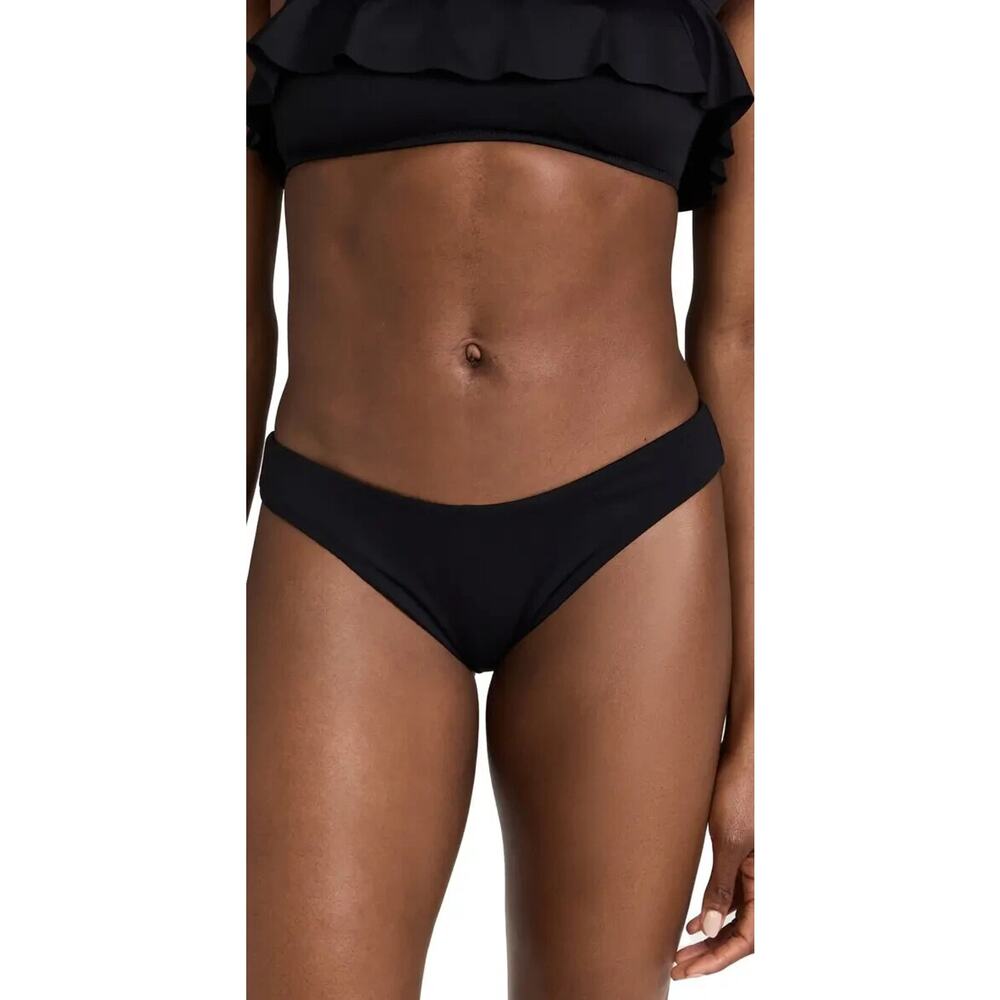 Eberjey‎ Womens So Solid Annia Bikini Bottom Classic Cut Pull-On Black Sz XS NWT
